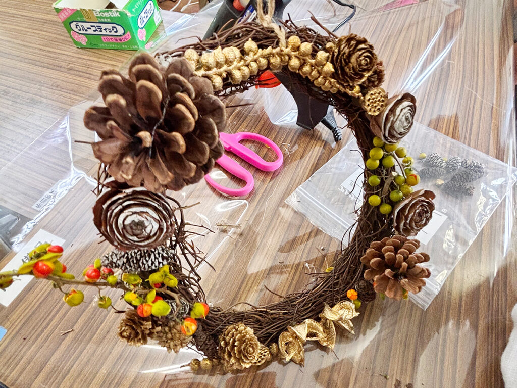 親子教室　リース作り